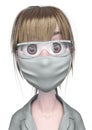 Nurse cartoon id portrait in white background Royalty Free Stock Photo