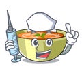 Nurse Cartoon lentil soup ready to served Royalty Free Stock Photo