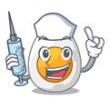 Nurse character hard boiled egg ready to eat