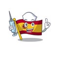 Nurse character spain flag is stored cartoon drawer