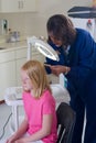 Nurse checking for head lice Royalty Free Stock Photo