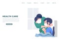 Nurse checking on patience in hospital. Health care and medical Landing page vector