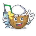 Nurse cocktail coconut character cartoon