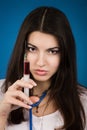 Nurse with a disposable syringe