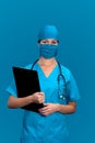 Nurse doctor blue woman healthcare medical