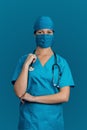 Nurse doctor blue woman healthcare medical