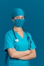 Nurse doctor blue woman healthcare medical