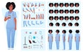 Nurse, Doctor Character Constructor with African American Woman, Face Expressions, Emotions, Hand Gestures, Poses and Royalty Free Stock Photo