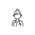 Nurse doctor with medical stethoscope line icon