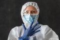Nurse or doctor in personal protective equipment PPE due to COVID-19 coronavirus Royalty Free Stock Photo