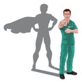 Superhero Nurse Doctor with Super Hero Shadow Royalty Free Stock Photo