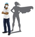 Superhero Nurse Doctor Woman Super Hero Shadow Royalty Free Stock Photo