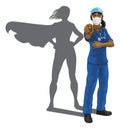 Nurse Doctor Woman Super Hero Shadow Pointing