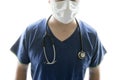 Nurse or doctor wearing scrubs, mask and stethascope Royalty Free Stock Photo