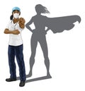 Nurse Doctor Woman Super Hero Shadow Pointing Royalty Free Stock Photo