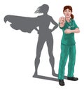 Nurse Doctor Woman Super Hero Shadow Pointing