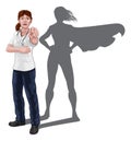 Nurse Doctor Woman Super Hero Shadow Pointing