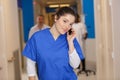 nurse on duty talking on phone Royalty Free Stock Photo