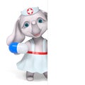 Nurse elephant holding capsule character 3d rendering Royalty Free Stock Photo