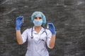 The nurse examines the contents of the medication vial. medical concept