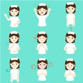 Nurse with different emotions cartoon vector.