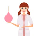 Nurse or a female doctor with an enema in hand. Vector.