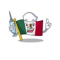Nurse flag mexico character in mascot shaped