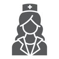 Nurse glyph icon, medicine and clinical, woman