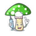 Nurse green amanita mushroom character cartoon