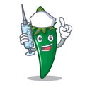 Nurse green chili character cartoon