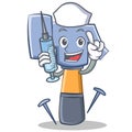 Nurse hammer character cartoon emoticon