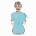 Nurse hand drawn artistic illustration. Female health worker