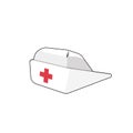 Nurse hat with red cross. Medical cap. Vector illustration