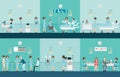 Nurse health care decorative icons set with patients Royalty Free Stock Photo