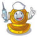 Nurse helmet diving isolated in the cartoon