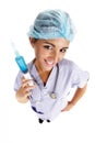 Nurse holding big needle Royalty Free Stock Photo