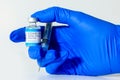 Nurse holding a COVID-19 vaccine and an injection needle Royalty Free Stock Photo