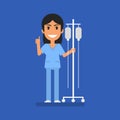 Nurse holding drip and smiling Royalty Free Stock Photo