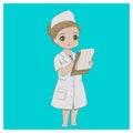 Nurse Holding a Pen and a Clipboard Vector