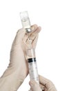 Nurse holding a syringe for injection