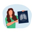 A nurse is holding an x-ray of the lungs. World Asthma Day. Vector illustration.