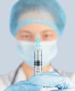 Nurse holds a syringe Royalty Free Stock Photo