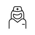 Black line icon for Nurse, assistant and attendant