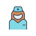 Color illustration icon for nurse, pharmaceutical and woman