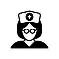 Black solid icon for Nurse, sister and avatar