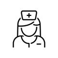 Black solid icon for Nurse, avatar and sister