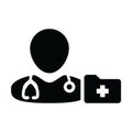 Nurse icon vector male person profile avatar with stethoscope and medical report folder for medical consultation