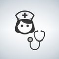 Nurse Icon - Vector Medical Assistant with Stethoscope and Cap for Health Care Services