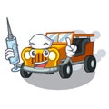 Nurse jeep car in the shape mascot Royalty Free Stock Photo