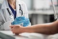 A nurse in the lab takes a blood test from a vein, a close-up plan without a face Royalty Free Stock Photo